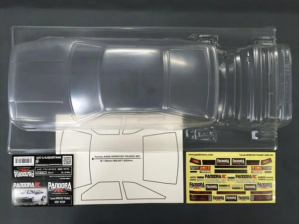 Pandora RC 1/10 Drift Car Body Set Toyota AE86 Sprinter Trueno 3 door Hachiroku PAB-3178 JDM D1GP Tokyo Drift TRD