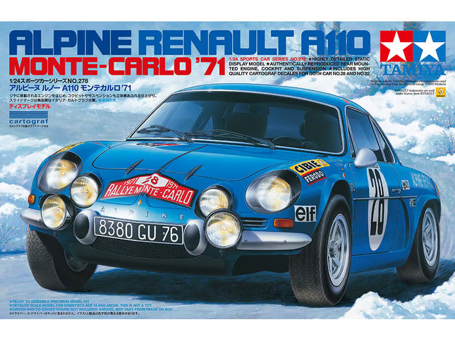 24278 Tamiya 1/24 Scale Model Car Kit Renault Alpine A110 Monte-Carlo 71 Tamiya Model Car Kit