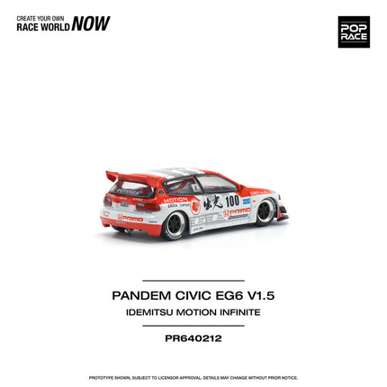 POPRACE 1/64 Scale Diecast Car PANDEM CIVIC EG6 v1.5 IDEMITSU MOTION INFINITE PR640212 HONDA CIVIC