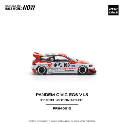 POPRACE 1/64 Scale Diecast Car PANDEM CIVIC EG6 v1.5 IDEMITSU MOTION INFINITE PR640212 HONDA CIVIC