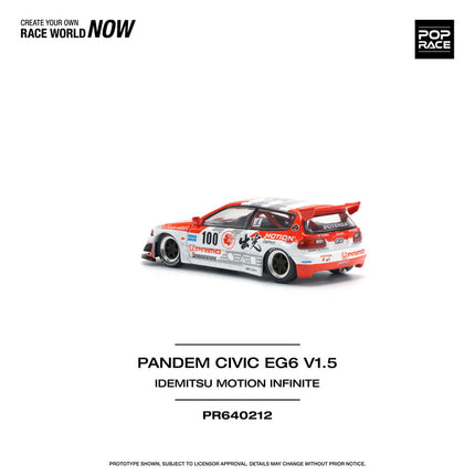 POPRACE 1/64 Scale Diecast Car PANDEM CIVIC EG6 v1.5 IDEMITSU MOTION INFINITE PR640212 HONDA CIVIC