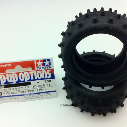 Tamiya 1/10 RC Buggy Part W Stud Spike Tire Set Tamiya 53059 4WD RC Buggy