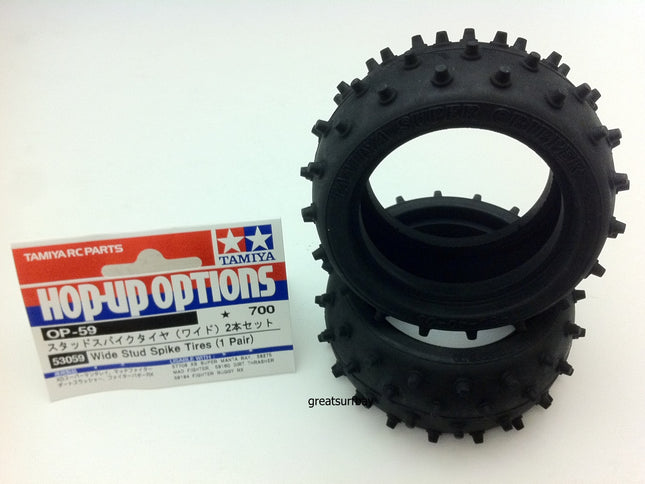 Tamiya 1/10 RC Buggy Part W Stud Spike Tire Set Tamiya 53059 4WD RC Buggy