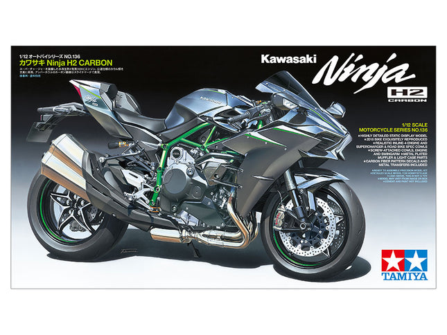 14136 Tamiya 1/12 Scale Model Bike Kit Kawasaki Ninja H2 Carbon MotoGP Racing Bike